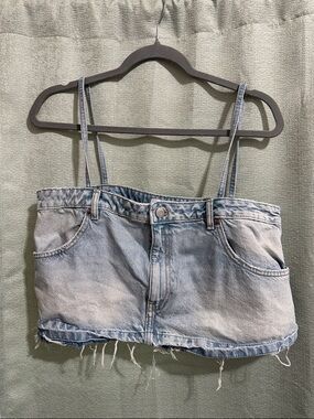 Zara Light Blue Denim Crop Top